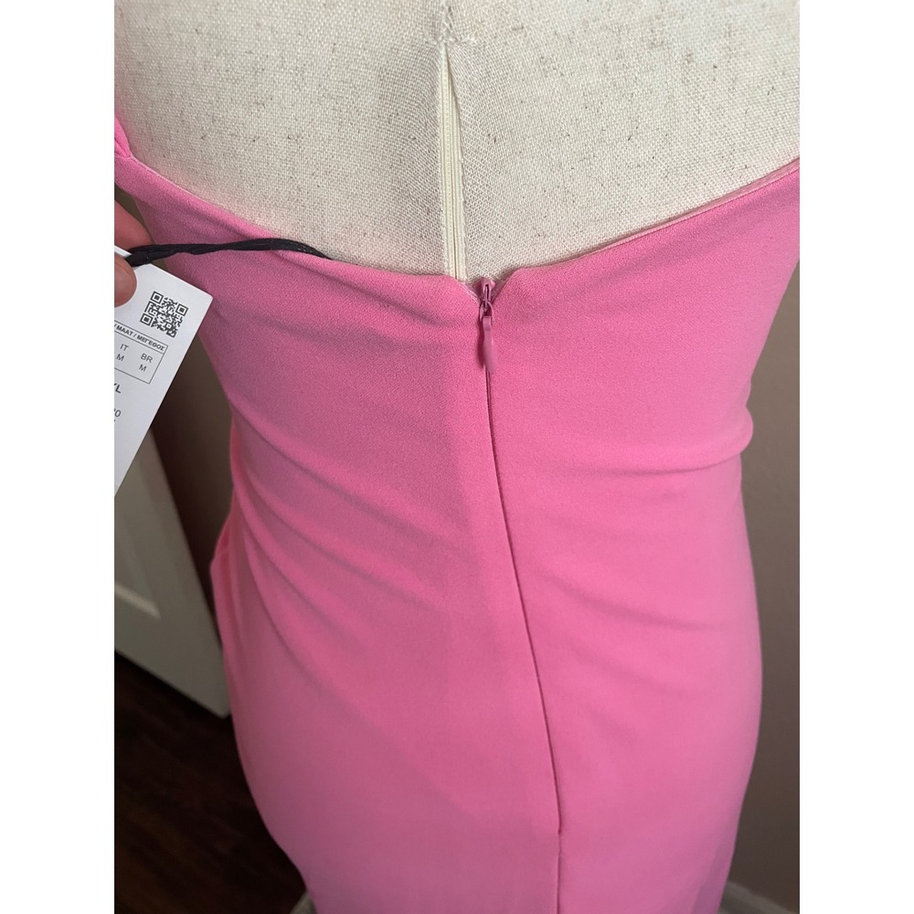 NWT Zara Draped Maxi Gown Dress Pink Ruched Bow Medium Event Wedding Coquette - Picture 9 of 10